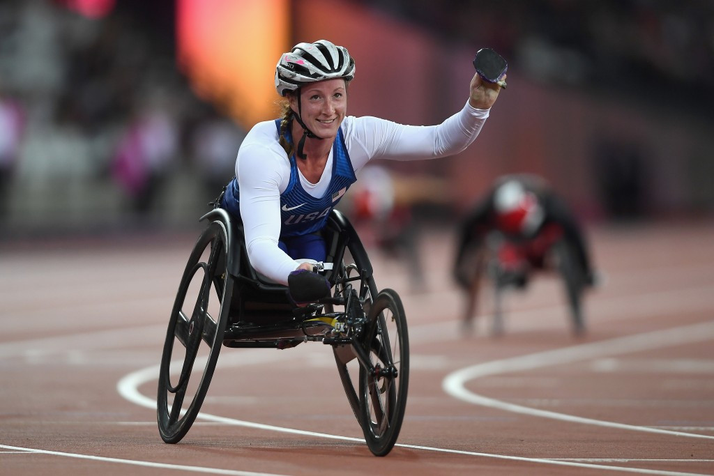 The United States' Tatyana McFadden took top honours in the women's 200m T54 ©Getty Images