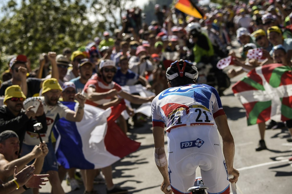 France's Thibaut Pinot claimed the stage victory on one of the race's most famous climbs