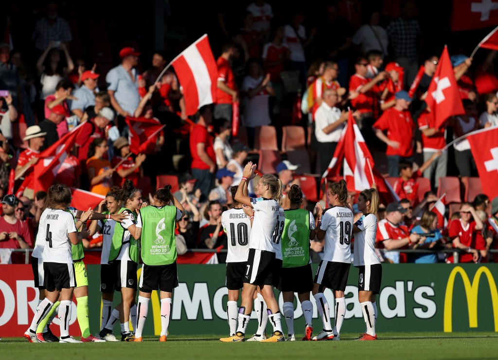 Austria celebrate victory over neighbours Switzerland ©Getty Images