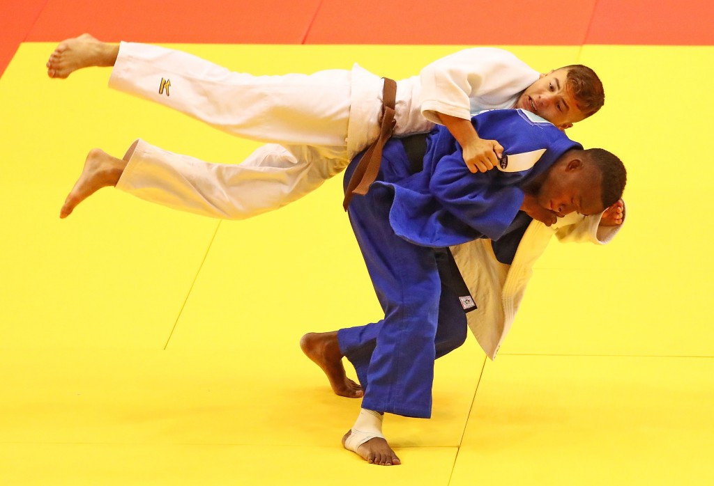 Zambia's Simon Zulu beat Georgios Balarjishvili of Cyprus to win the gold medal in the boys' under-60kg event ©Getty Images