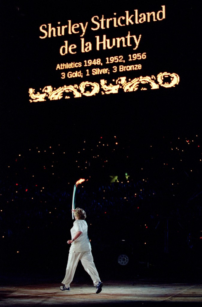 Shirley Strickland de la Hunty carried the Olympic Torch during the Opening Ceremony of the Sydney 2000 Olympic Games