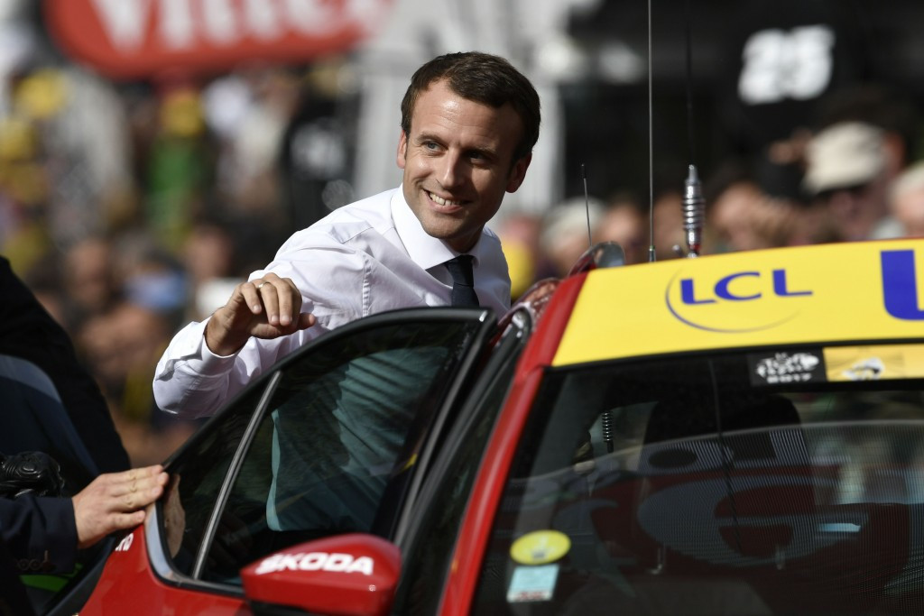 French President Emmanuel Macron was among the spectators on stage 17 ©Getty Images