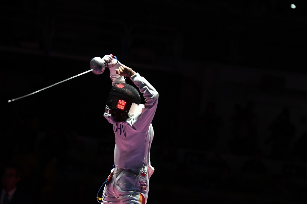 Sun Yiwen, pictured, awaits Saskia Van Erven Garcia of Colombia in the women's épée competition ©Getty Images