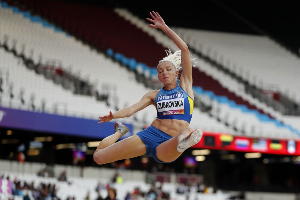 Oksana Zubkovska won the gold medal in the women's long jump T12 as Ukraine dominated the field events ©Getty Images