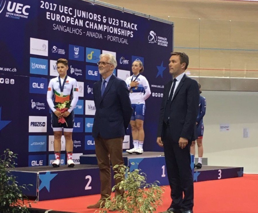 Brian Cookson attended the Championships alongside his challenger for the UCI Presidency David Lappartient ©UEC
