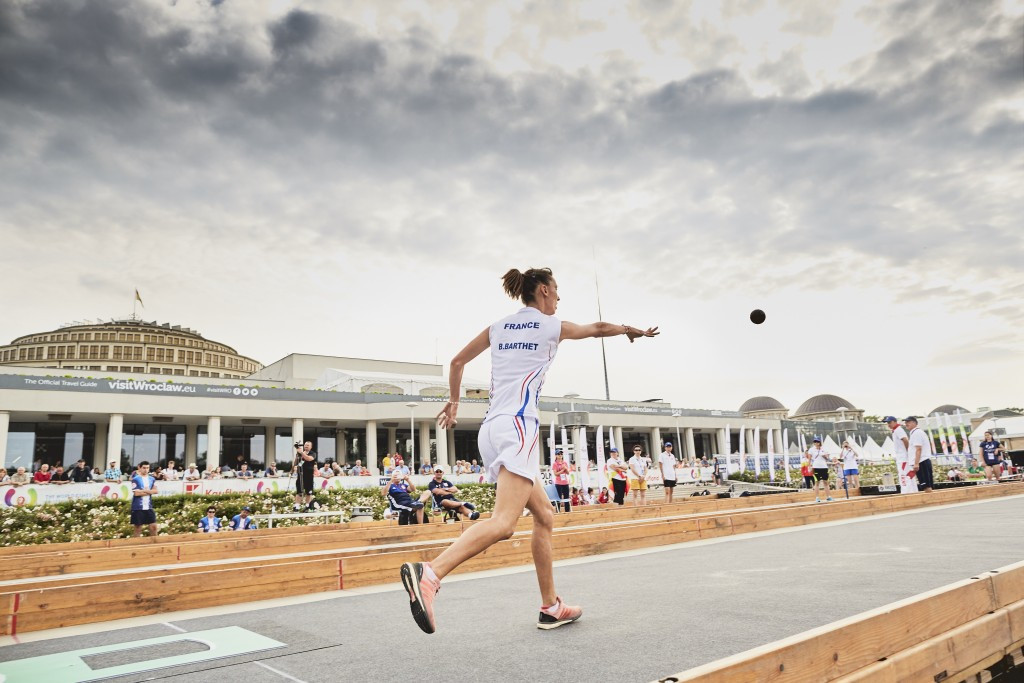 Preliminary round action took place in the women's lyonnaise boules tournament ©IWGA