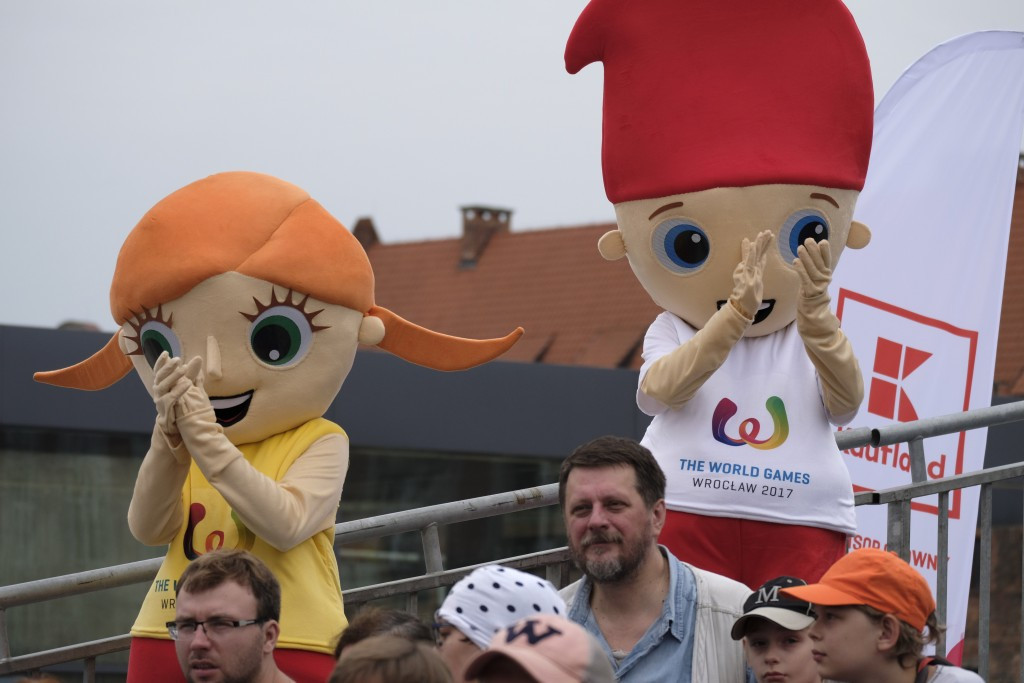 Wroclaw 2017 mascots Hansel and Gretel could be seen taking in some sporting action today ©IWGA