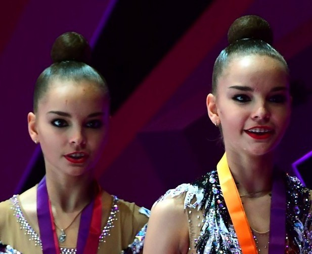 Russia's Dina Averina, right and her twin Arina, left, shared the gold medals today ©Getty Images