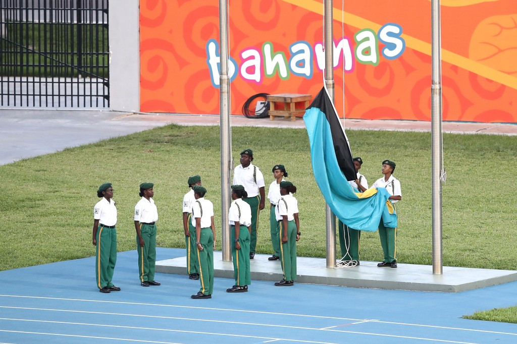 The Bahamas flag was lowered during the Closing Ceremony ©Getty Images