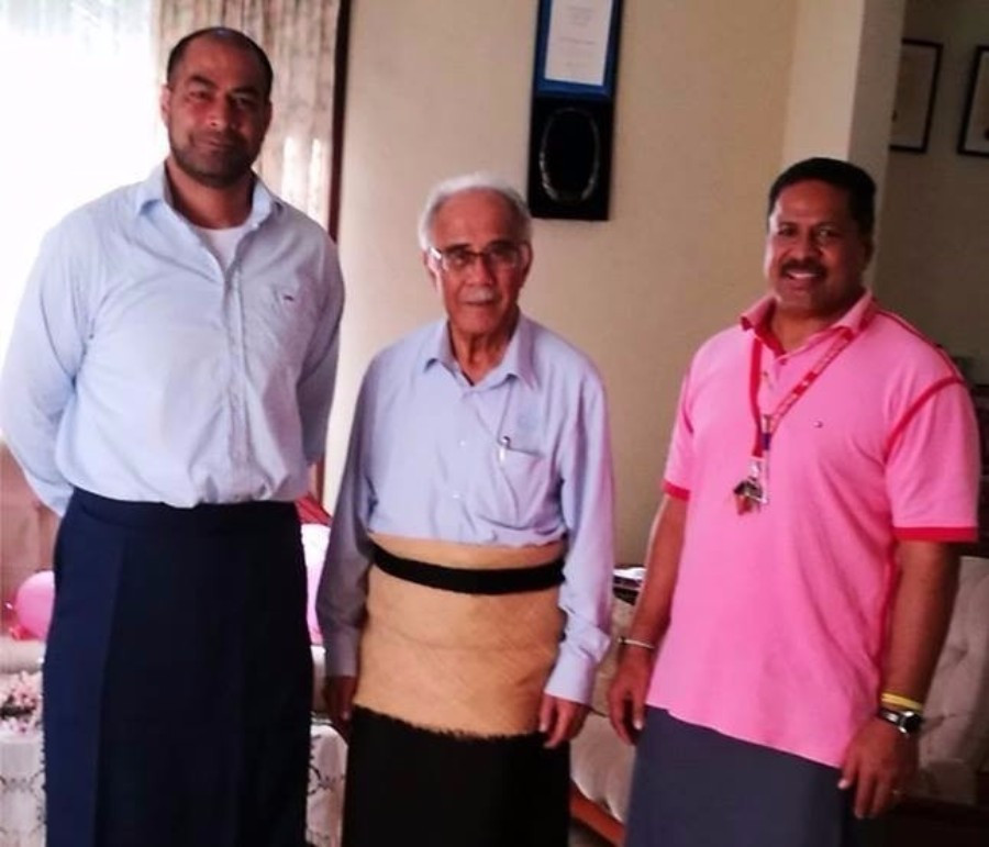 ‘Inoke Una’anga Afeaki, left, joined TASANOC officials to announce his new position ©Facebook/Inoke Afeaki