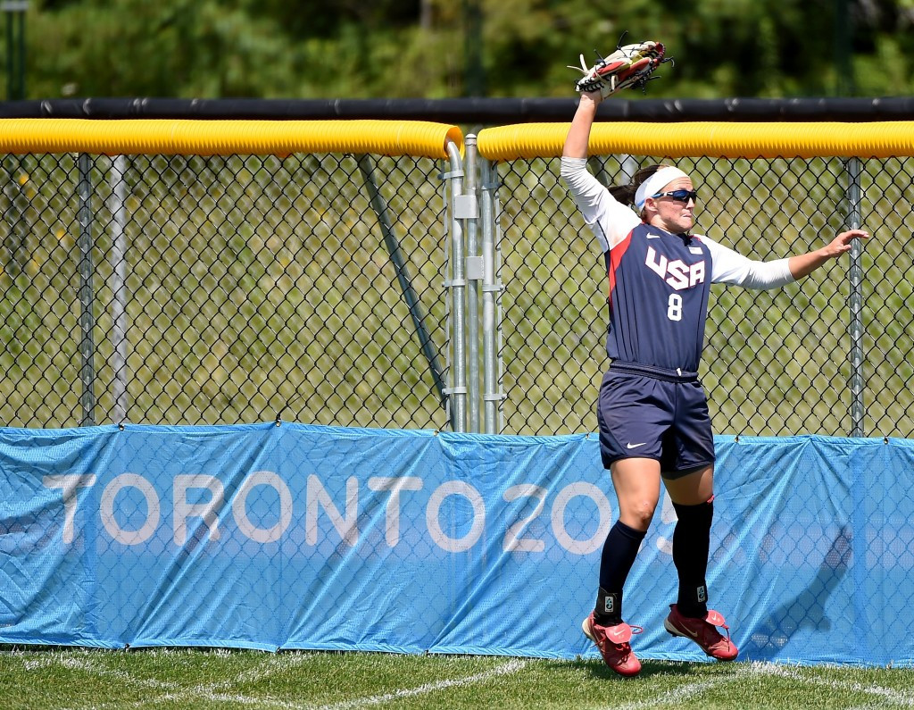 The United States' Haylie McCleney makes a catch in the seventh innings with the score still 0-0 ©Getty Images
