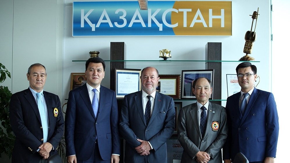 World Karate Federation President Antonio Espinós visited the headquarters of the JSC Kazakhstan TV and Radio Corporation in Astana ©WKF