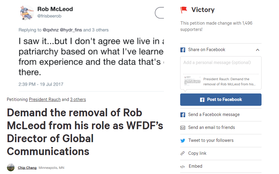 A petition was established following Rob McLeod's posts ©Change.org