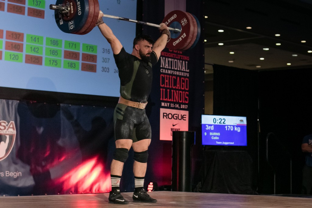 Colin Burns won the first US gold of their home Championships ©USA Weightlifting
