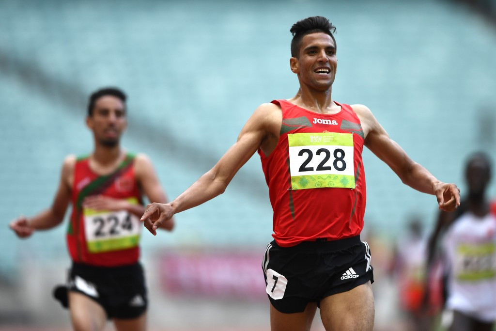 Youness Essalhi of Morocco won the men's 5,000 metres title ©Getty Images