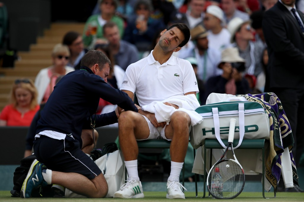 Novak Djokovic retired from his Wimbledon quarter-final due to the injury ©Getty Images