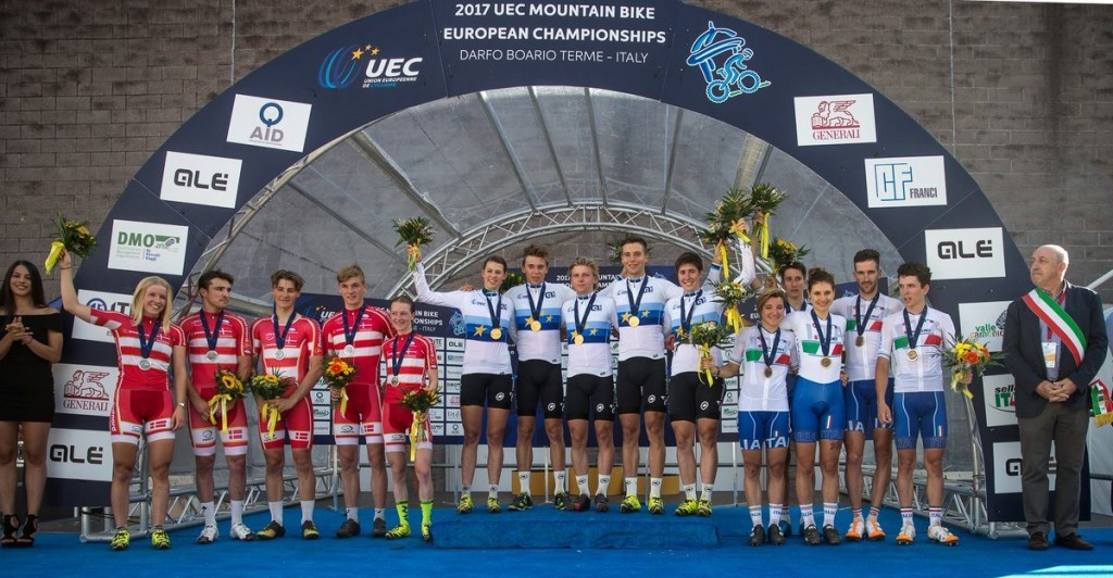 Switzerland held off Denmark to claim the team relay title on the opening day of action at the European Mountain Bike Championships ©UEC Cycling/Twitter