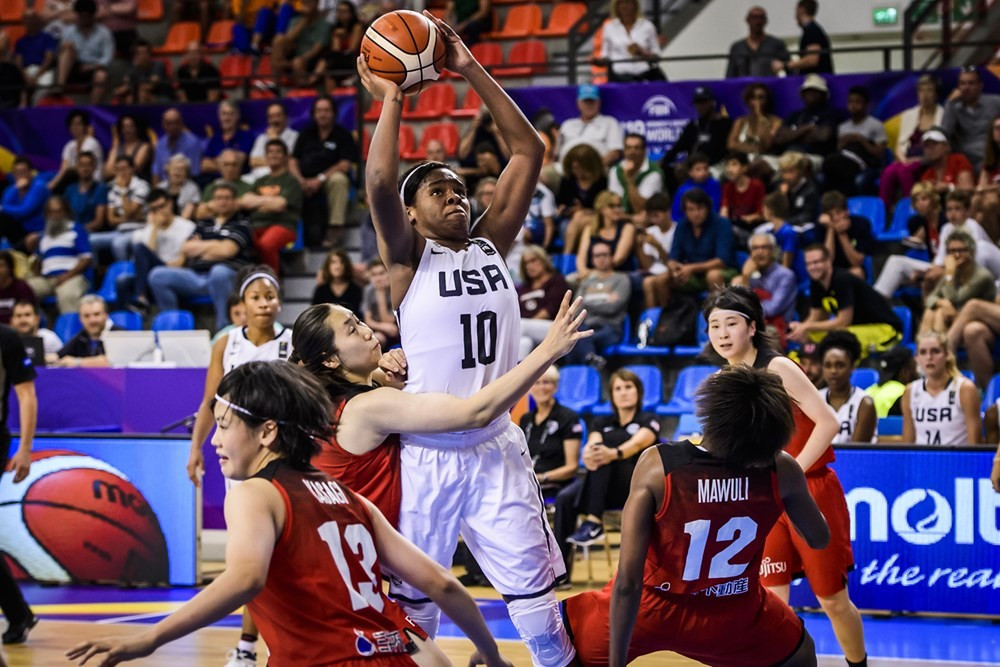 Ruthy Hebard scored 24 points for the United States in their semi-final victory over Japan ©FIBA