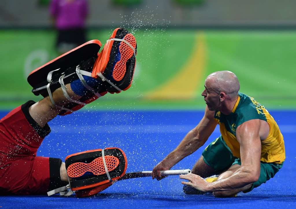 The FIH are encouraging manufacturers to to develop surfaces for use at the higher levels of hockey that need less water compared with the current pitches ©Getty Images