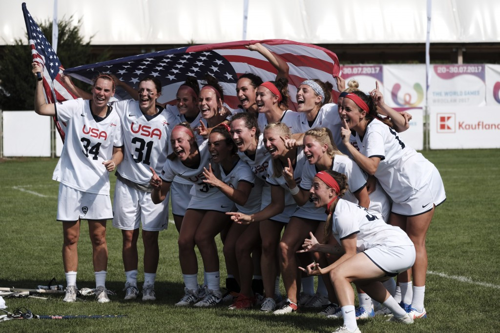 The United States, pictured, beat Canada 11-8 to win lacrosse gold ©IWGA