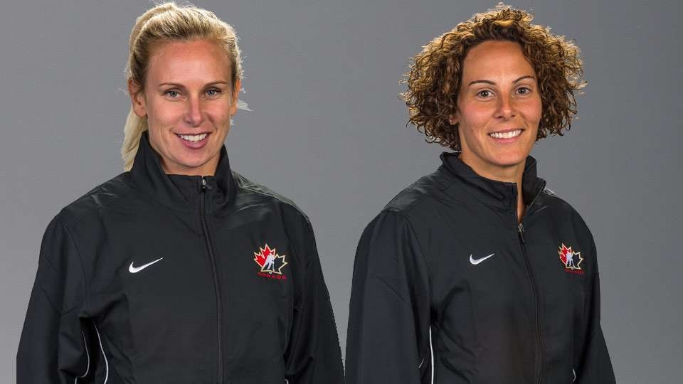 Delaney Collins, left, is head coach of Canada's under-18 team while Noémie Marin, right, is head coach of the nation's women's development team ©Hockey Canada