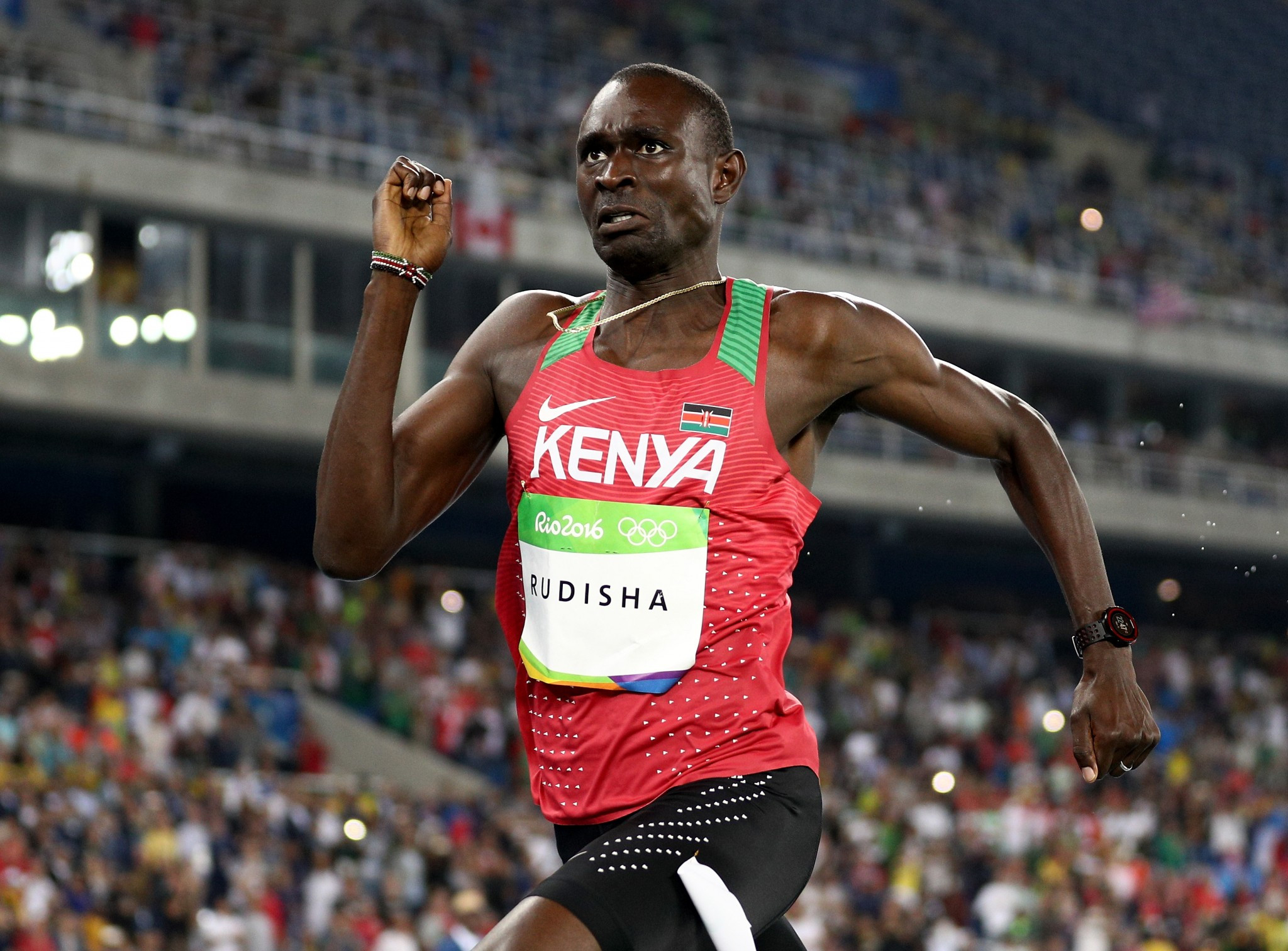 David Rudisha, pictured retaining his Olympic 800m title in Rio, will not defend his world title in London due to injury ©Getty Images