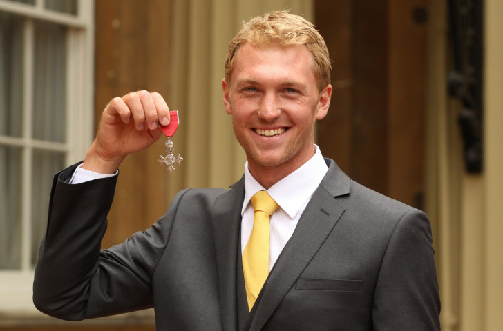 Britain's double Olympic gold medallist in the coxless fours rowing, Alex Gregory, displays the MBE he received in 2013. He is also discovering the harsh financial climate facing even the highest-performing elite athletes once they retire ©Getty Images