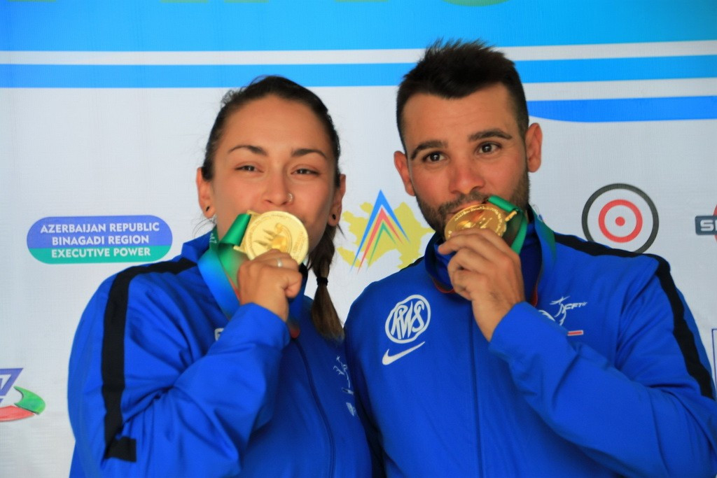 France’s Anthony Terras and Lucie Anastassiou claimed the mixed team skeet title on the penultimate day of action at the European Shooting Championships in Baku ©European Shooting Confederation