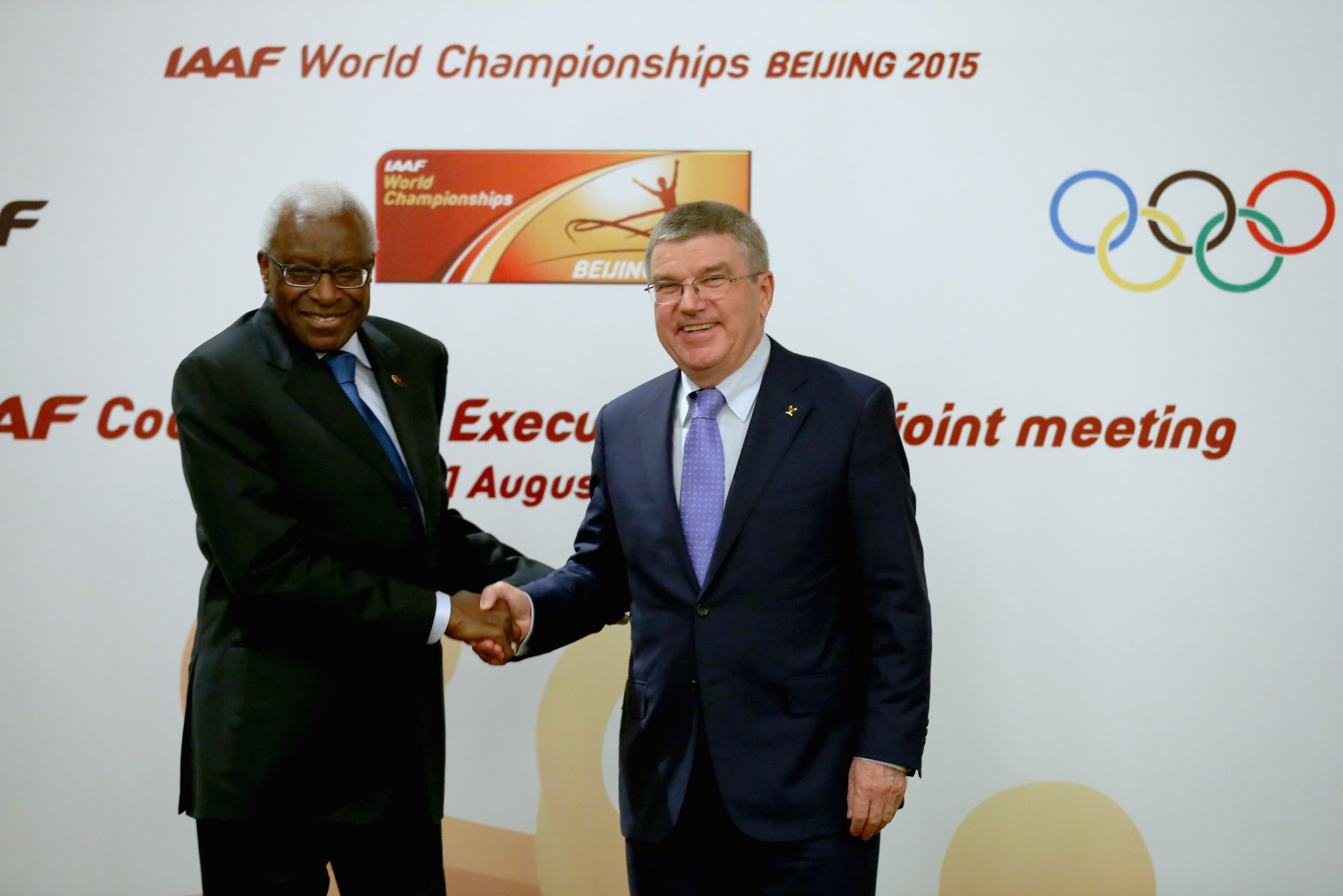 Sebastian Coe's predecessor Lamine Diack, left, became an IOC member soon after his election ©Getty Images