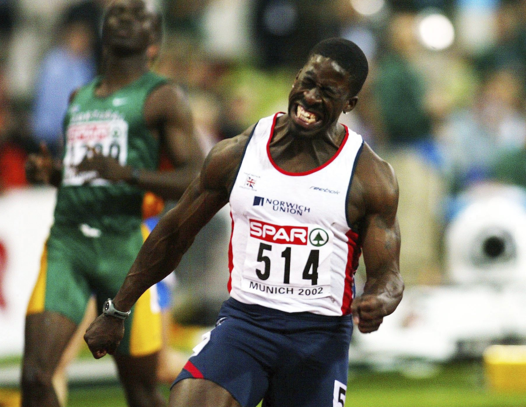 Dwain Chambers won the 100 metres at the 2002 European Championships in Munich but the following year failed a drugs test and was stripped of his title and banned for two years ©Getty Images
