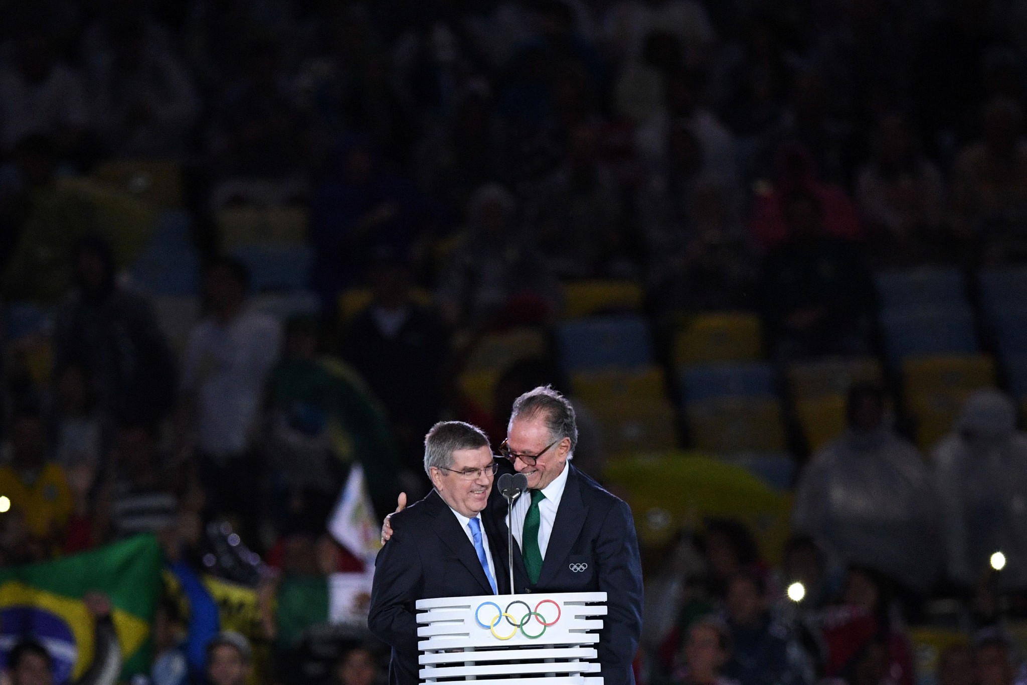 Thomas Bach, left, pictured with Rio 2016 chief Carlos Nuzman, has defended the Olympic legacy ©Getty Images
