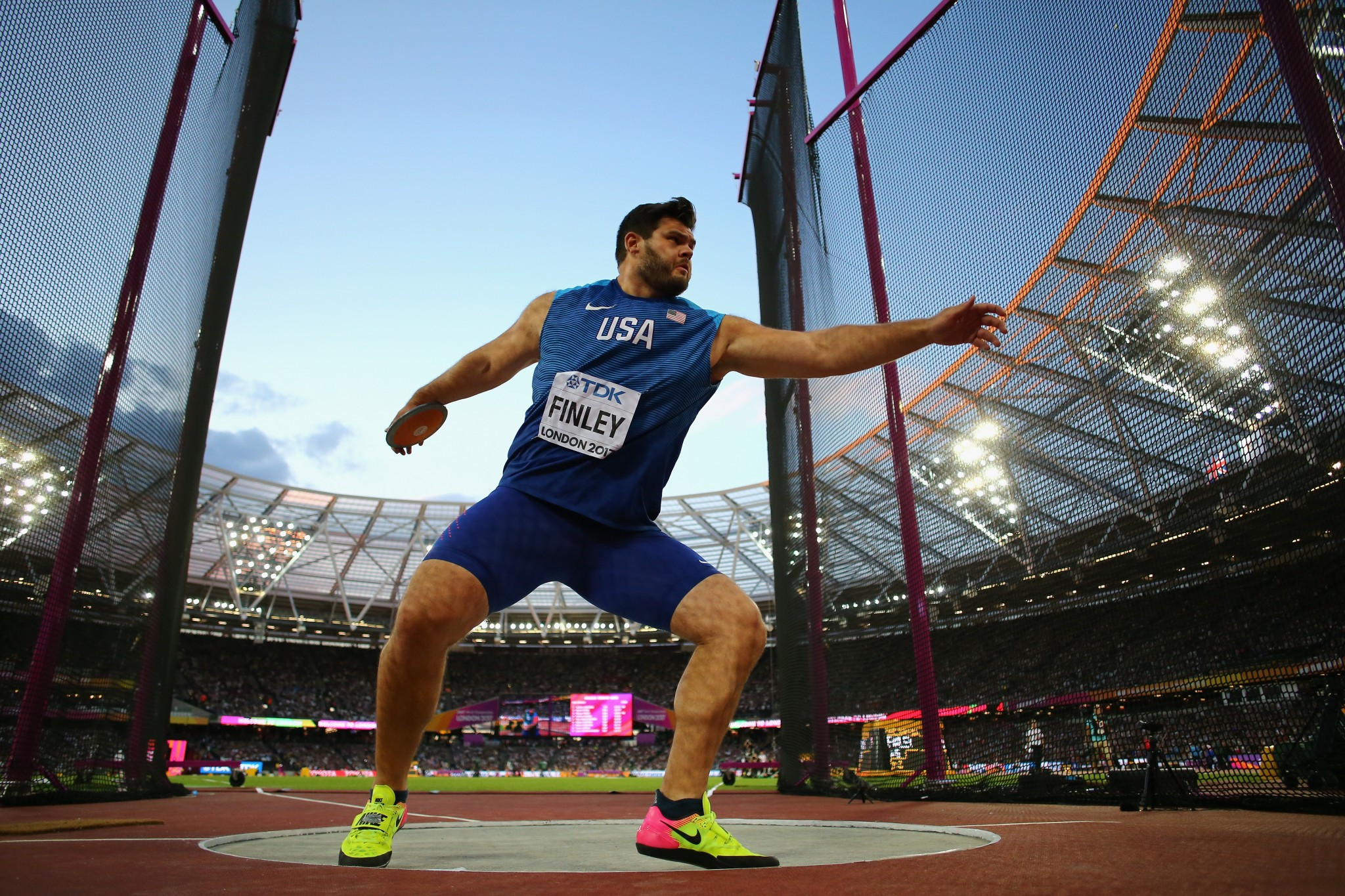 Mason Finley of United States in action in the men's discus final ©Getty Images