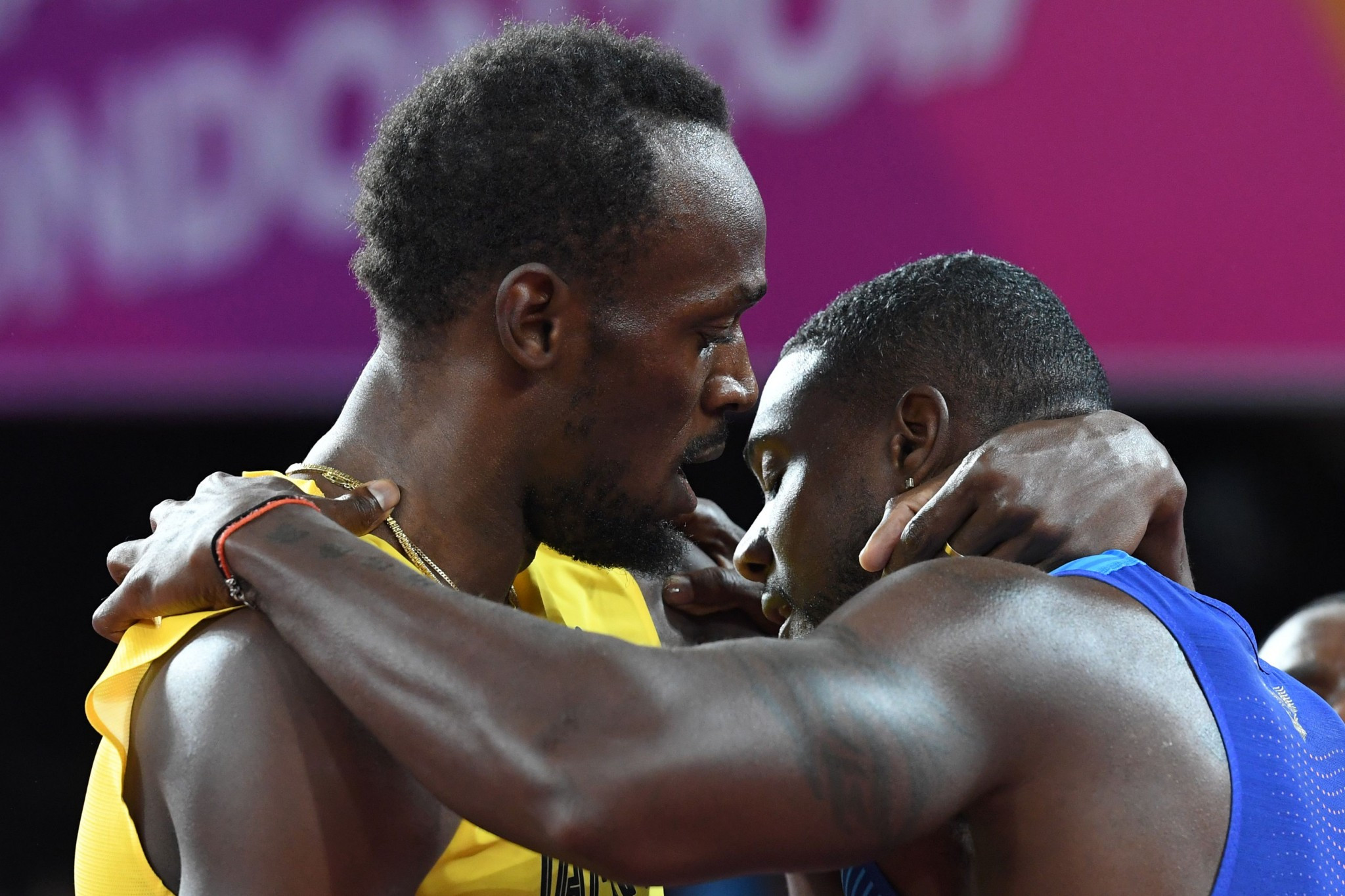 Justin Gatlin, right, stunned Usain Bolt today ©Getty Images