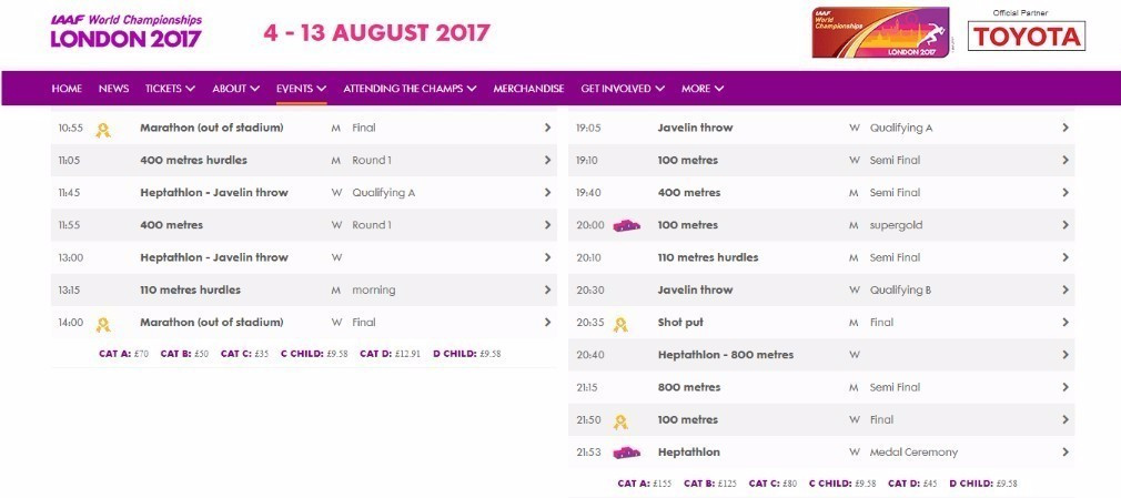 The IAAF have claimed that London 2017 had published the wrong time for the 100m medal ceremony on their website and that it had always been due to take place at 6.50pm ©London 2017 