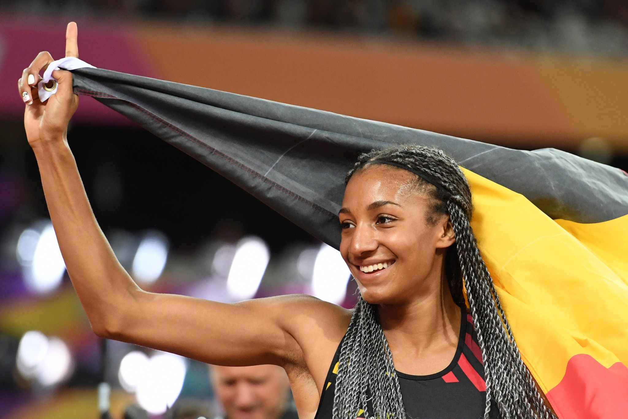 Belgium's Nafissatou Thiam celebrates heptathlon gold to add to her Olympic title ©Getty Images