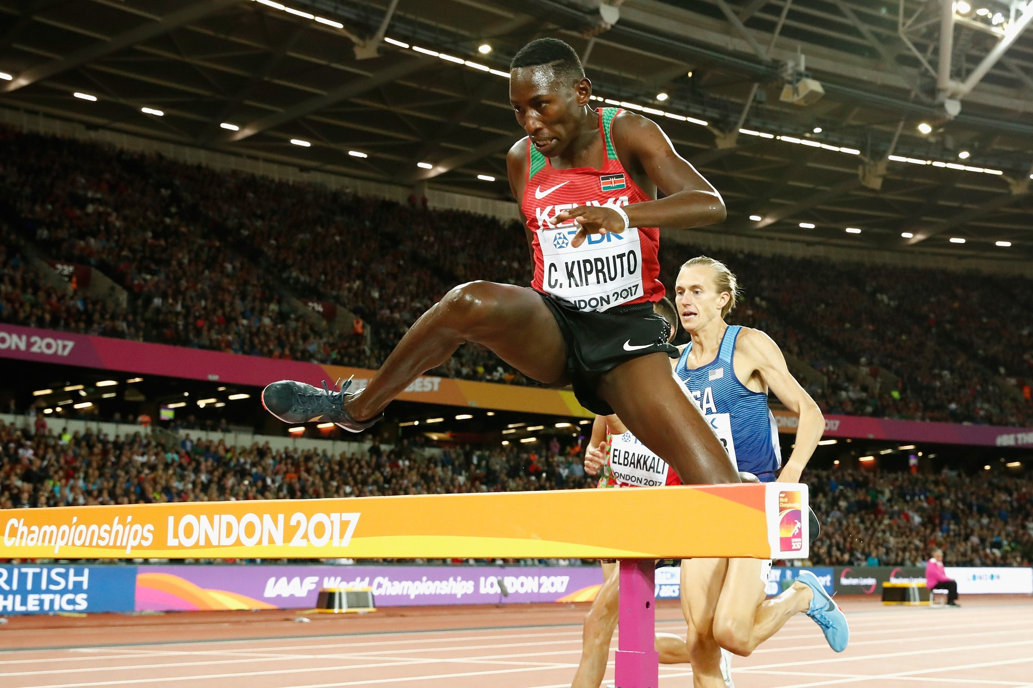 Kenya's Conseslus Kipruto added the world 3,000m steeplechase crown to his Olympic title ©Getty Images