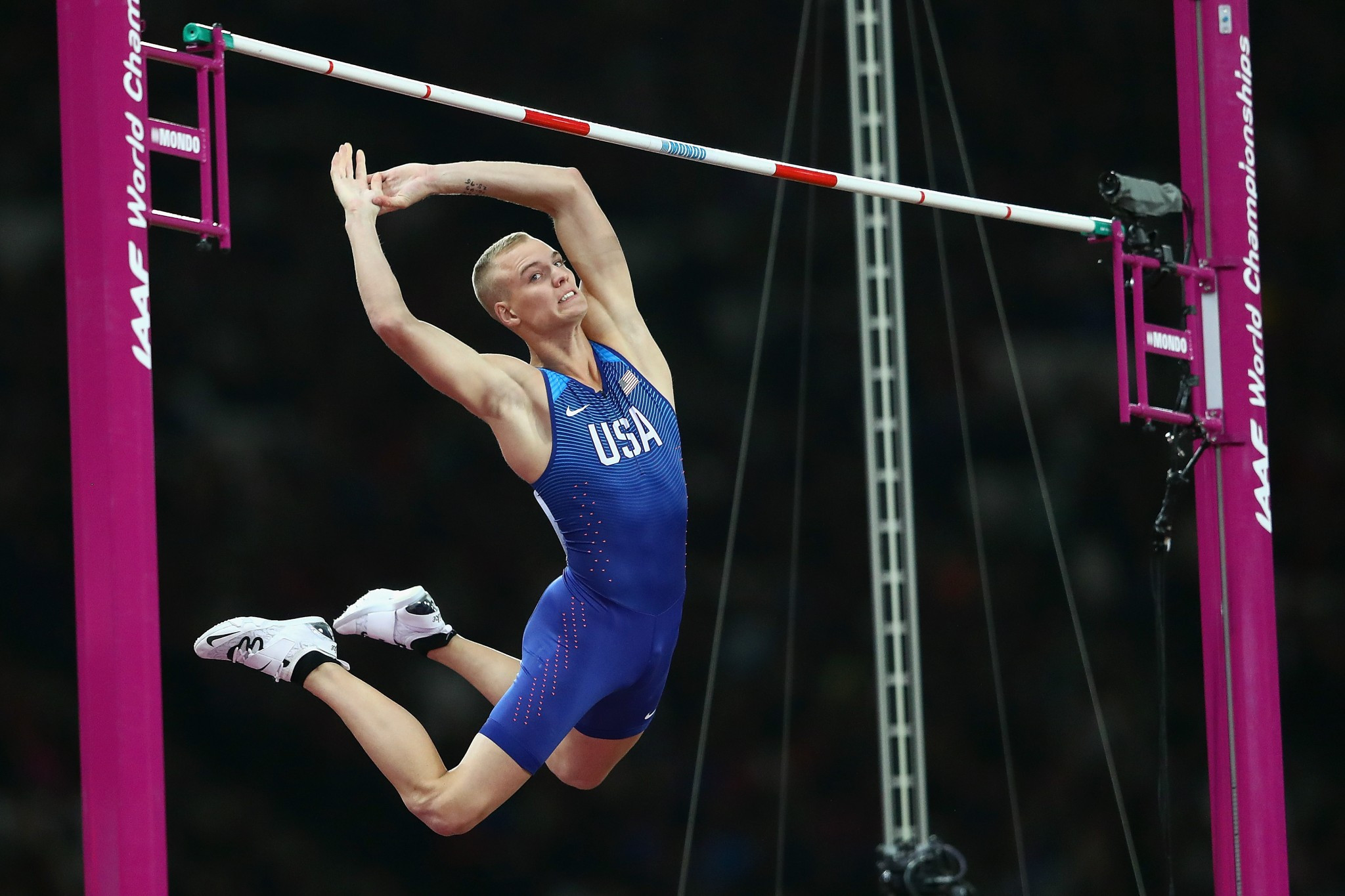 Sam Kendricks of the United States won the men's pole vault final ©Getty Images