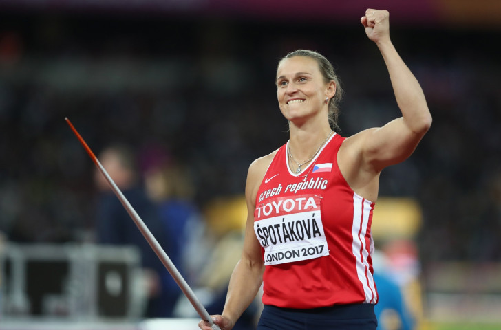 The Czech Republic's Barbora Spotakova gets that winning London feeling again in the javelin ©Getty Images