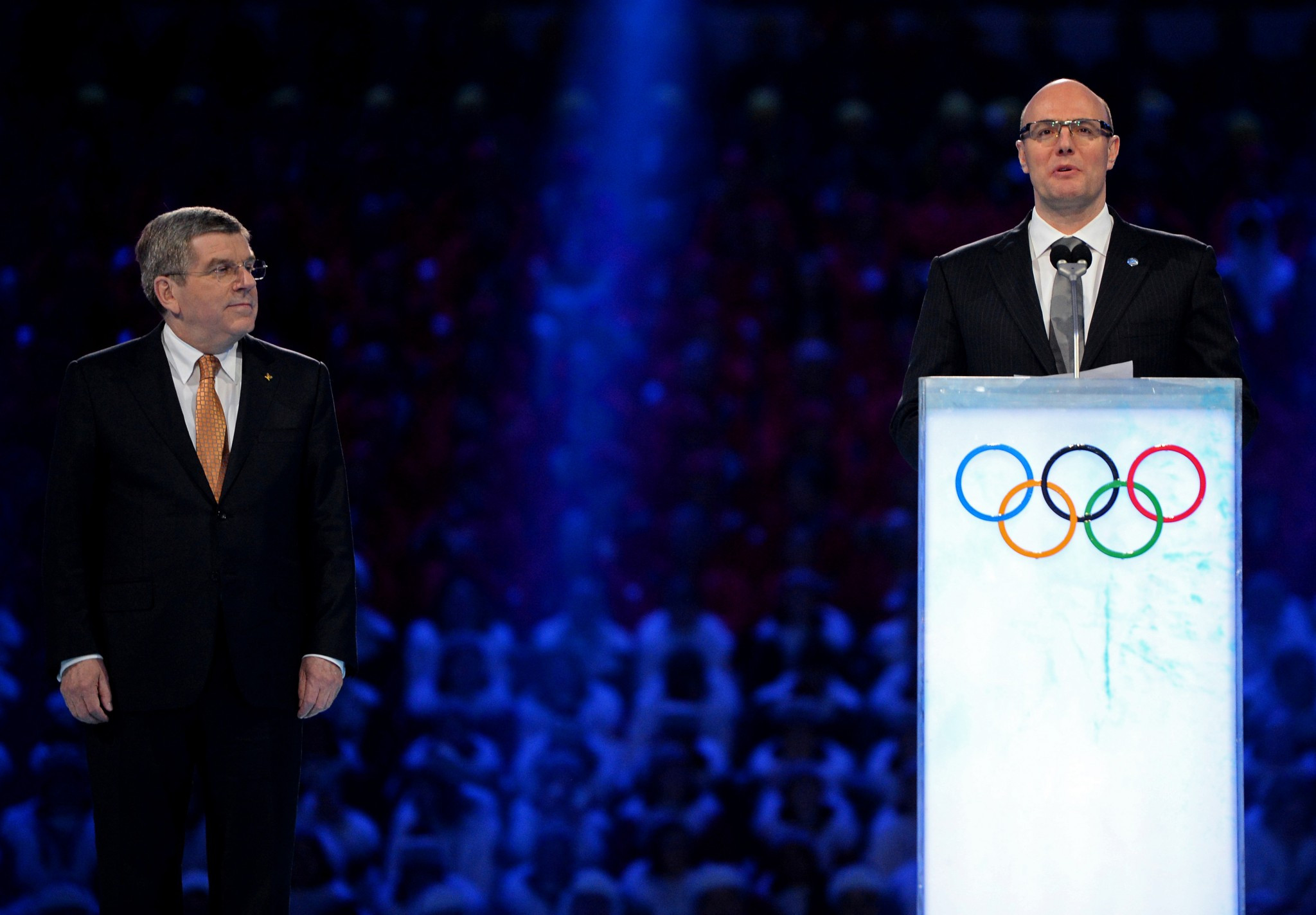 IOC President Thomas Bach, left, pictured at the Opening Ceremony of Sochi 2014 ©Getty Images