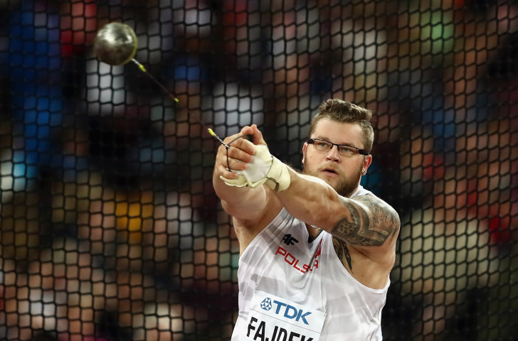 Poland's Pawel Fajdek en route to a third consecutive men's world hammer title ©Getty Images