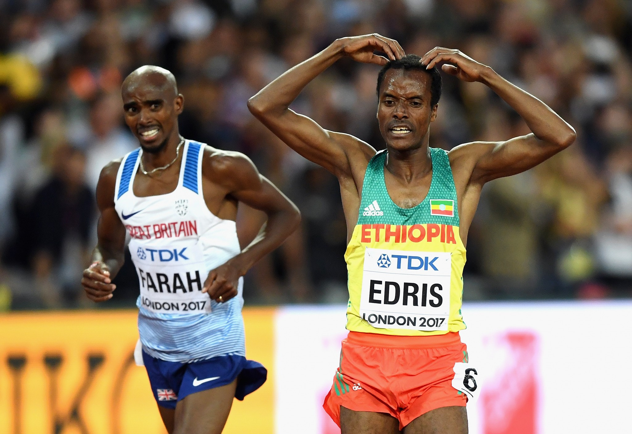 Muktar Edris shocked Sir Mo Farah to win the 5,000m ©Getty Images