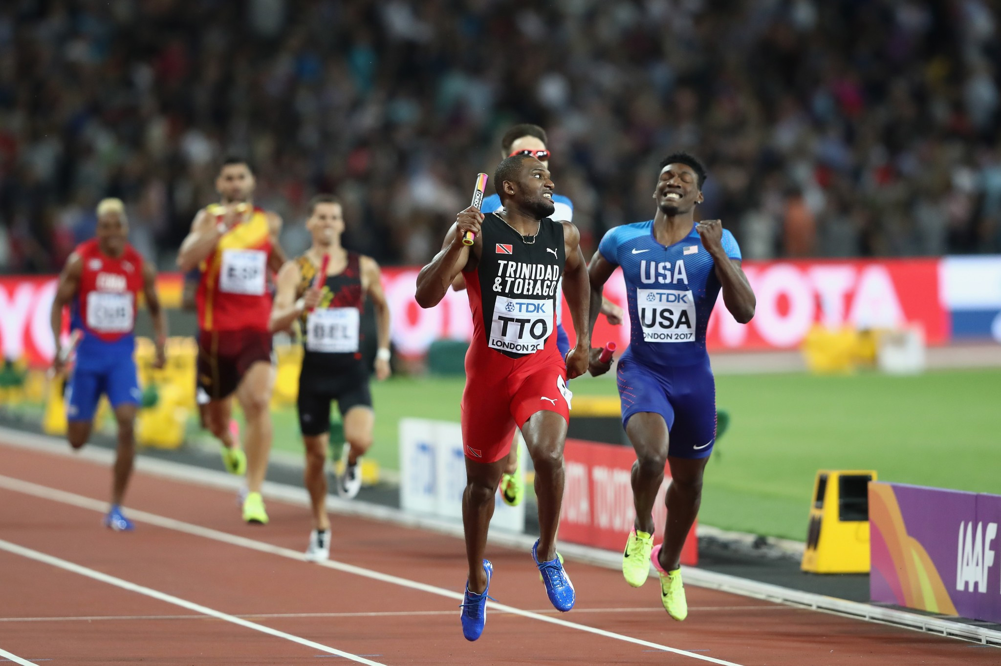 Trinidad and Tobago stunned the United States in the men's 4x400m relay to claim the last gold medal of the Championships ®Getty Images