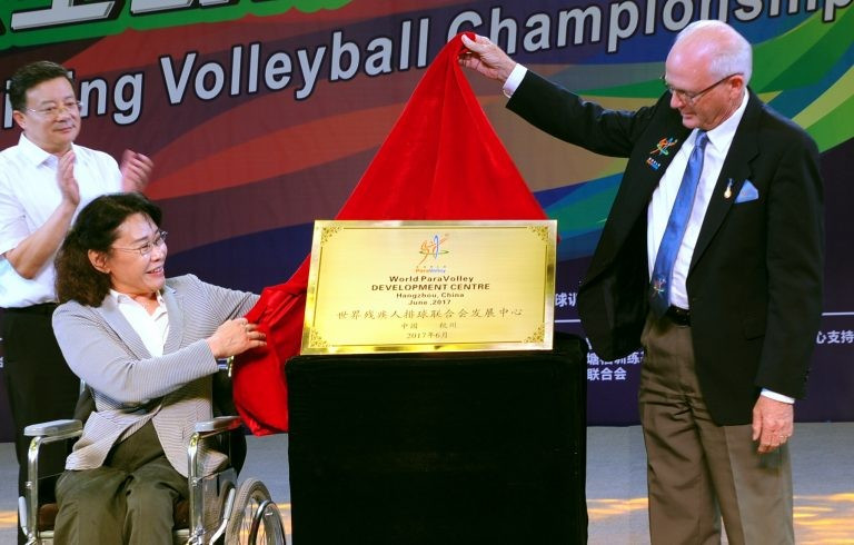 IPC Presidential candidate Zhang Haidi and World ParaVolley President Barry Couzner opened the Centre ©World ParaVolley