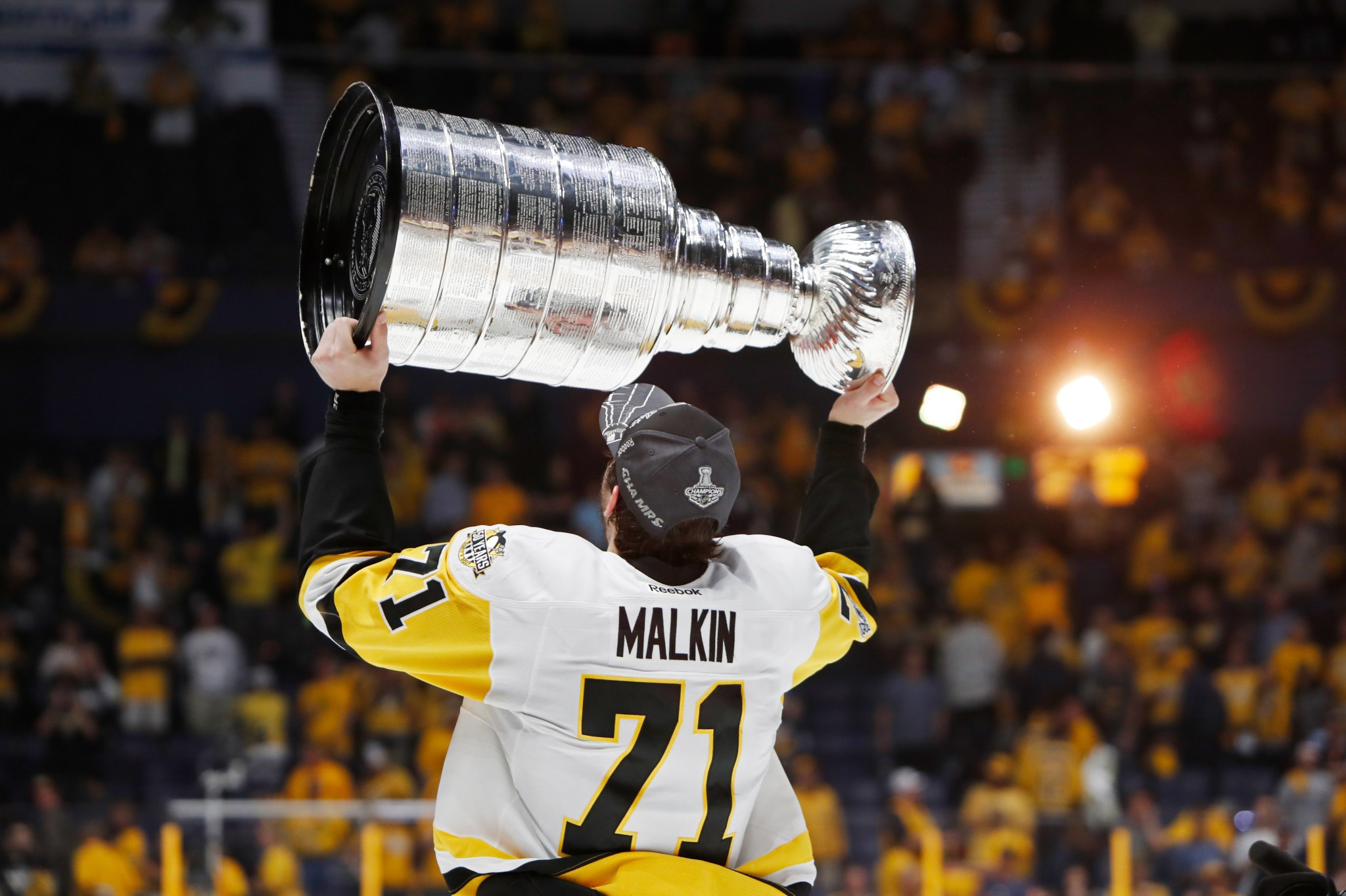 Evgeni Malkin celebrates with the Stanley Cup trophy ©Getty Images