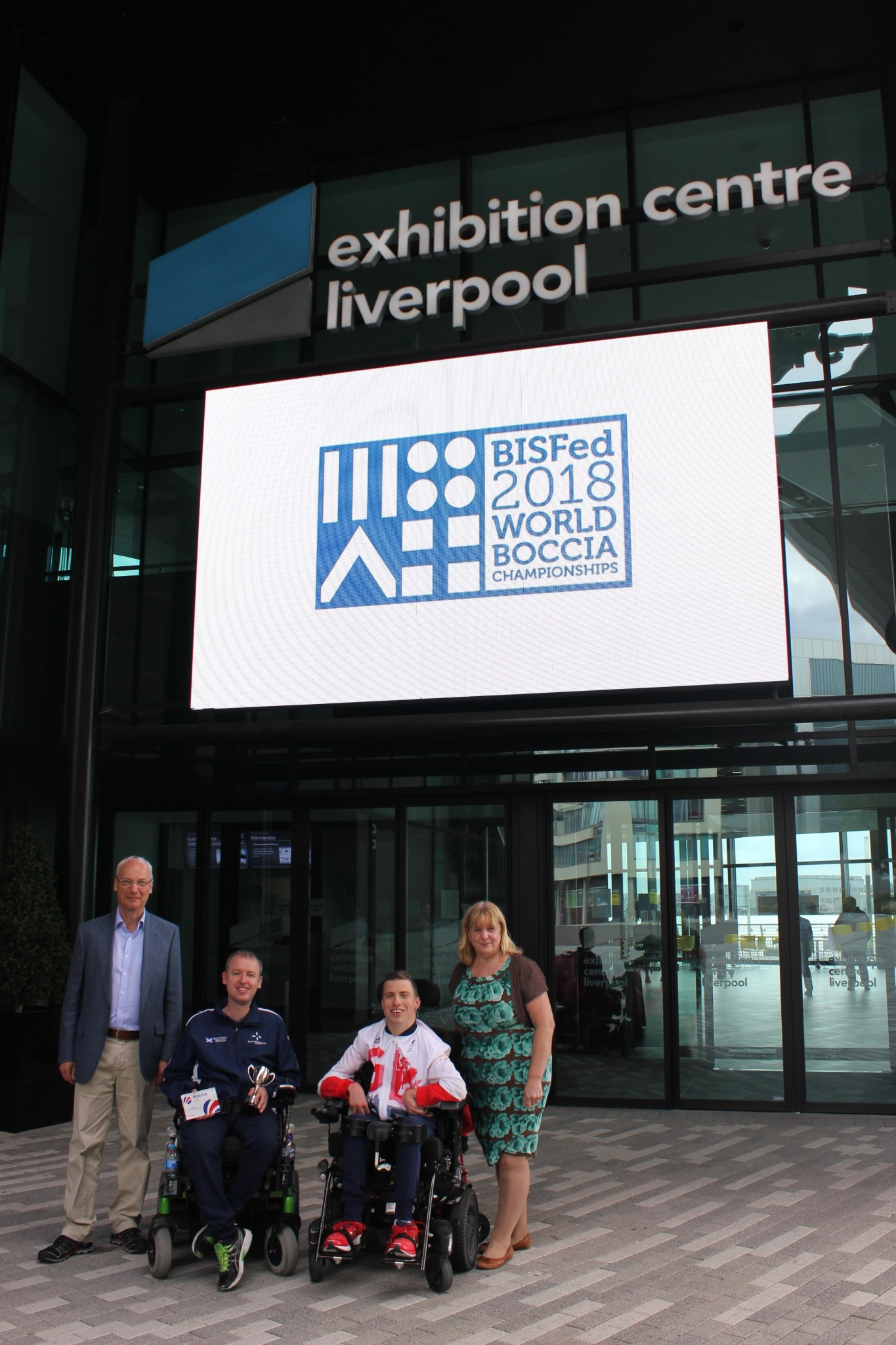Left to right: John Dowson, Stephen McGuire, David Smith and Wendy Simon at the logo launch in Liverpool ©BISFed