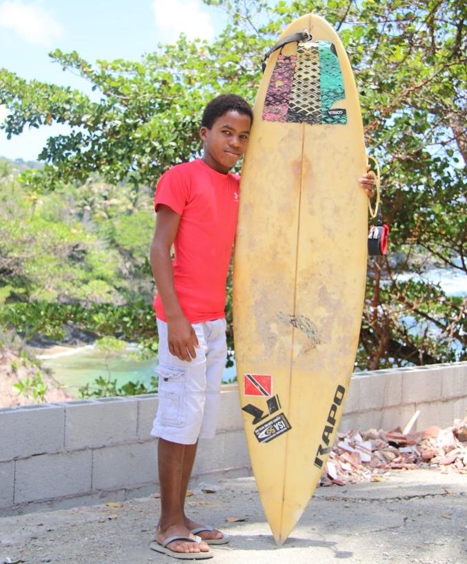 Trinidad and Tobago’s Oba Lewis has bought a new surfboard through the fund ©ISA