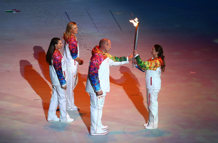 Alina Kabaeva had a role during the Torch lighting ceremony at the 2014 Winter Olympics in Sochi ©Getty Images