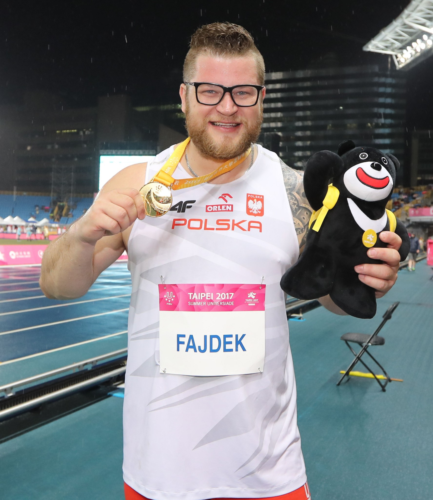 Poland's Pawel Fajdek won his fourth consecutive Universiade gold in the men's hammer throw ©Taipei 2017