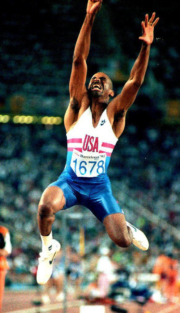 Edwards and Stanley closely studied the technique of Mike Conley of the United States, pictured winning the 1992 Olympic title in Barcelona. Conley could only manage seventh place in the  1995 world final ©Getty Images