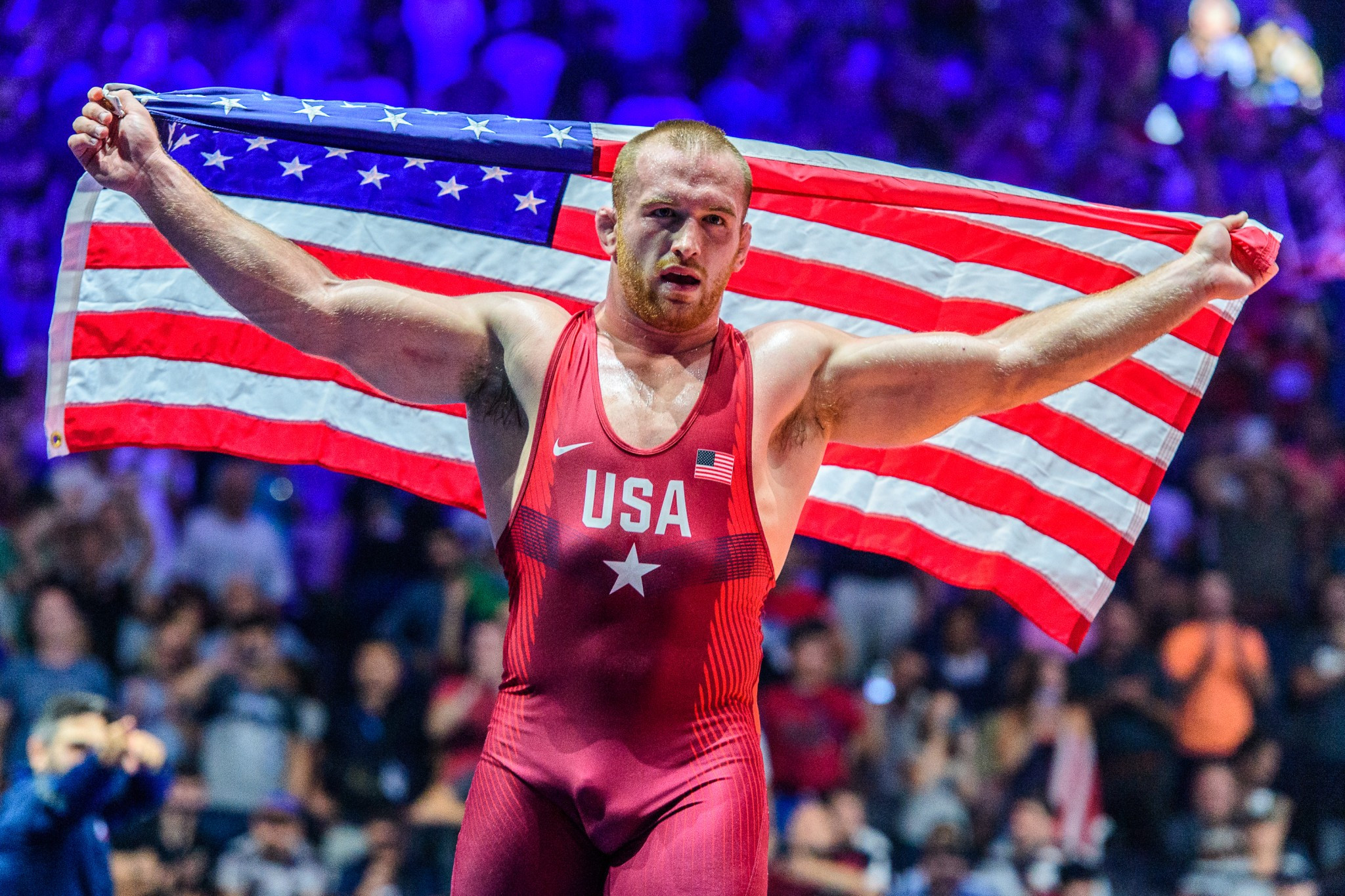 Olympic gold medallist Kyle Snyder of the United States defended his 97 kilograms title as he dramatically beat Russian Abdulrashid Sadulaev ©UWW